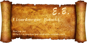 Eisenberger Babett névjegykártya